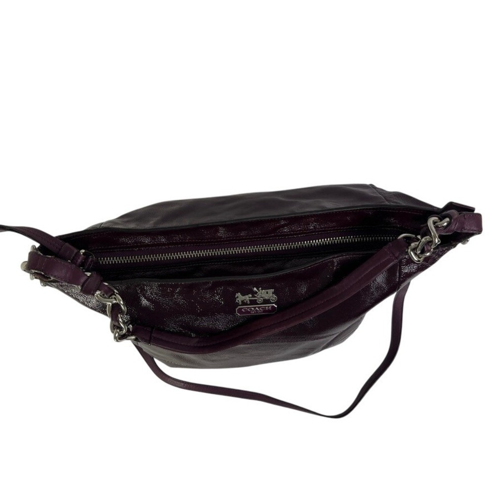 Coach‎ Burgundy Patent Leather Chain Hobo Convertible Shoulder Crossbody Bag - Picture 4 of 16